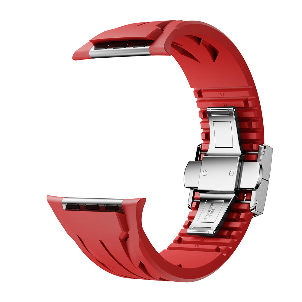 Apple Watch Ultra 49mm KRD-127 Metal Tokalı Silikon Kordon Turuncu