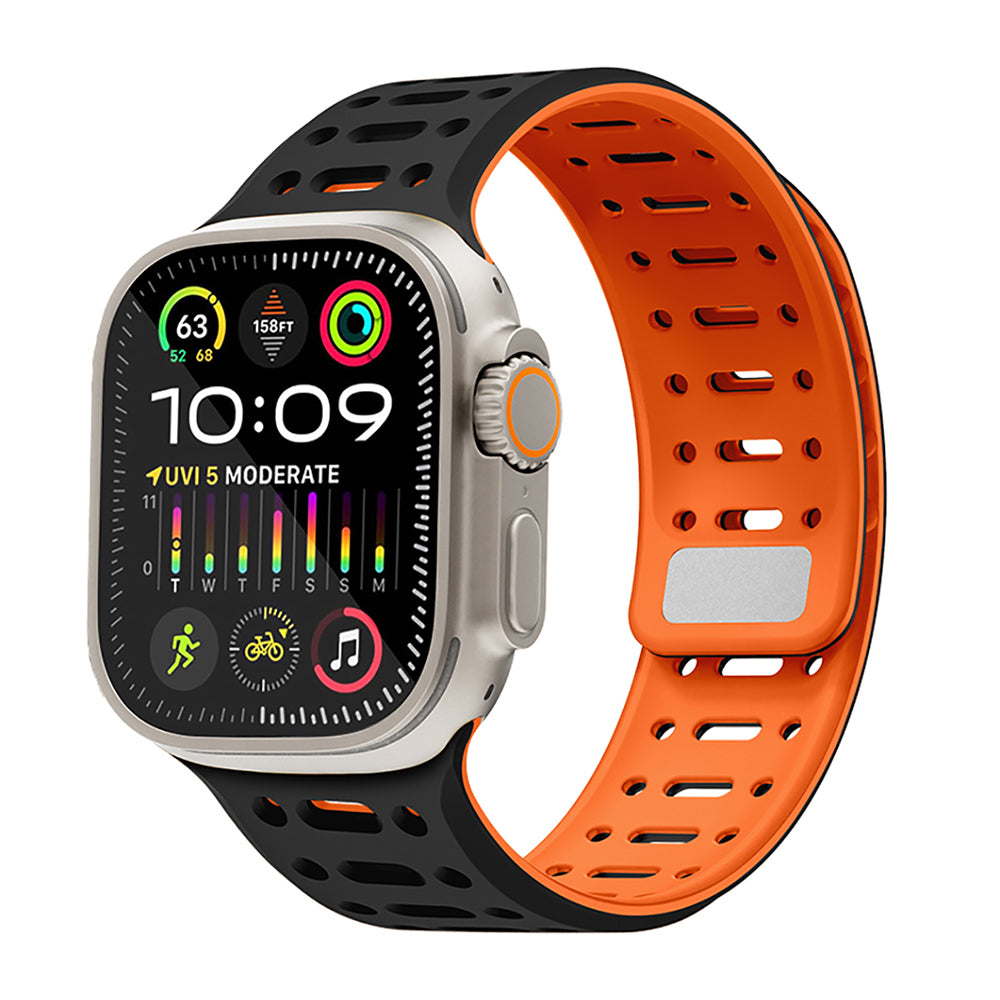 Apple Watch Ultra 49mm Zore KRD-124 Silikon Kordon Strap Kayış Siyah-Turuncu