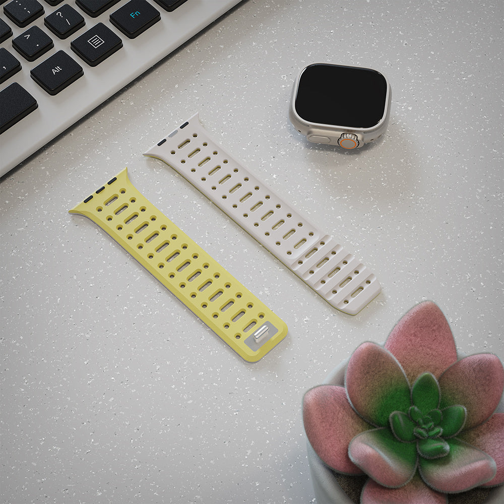 Apple Watch Ultra 49mm Zore KRD-124 Silikon Kordon Strap Kayış Açık Yeşil-Starlight