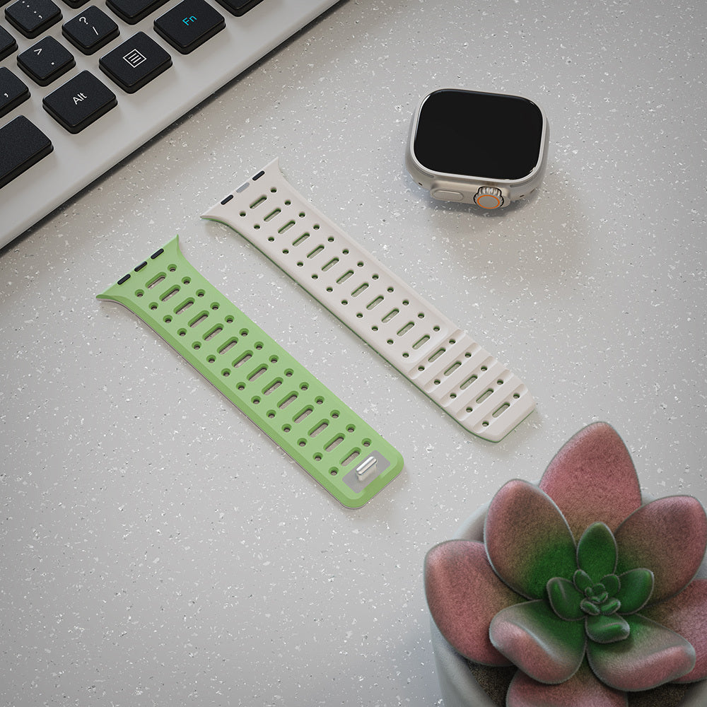 Apple Watch Ultra 49mm Zore KRD-124 Silikon Kordon Strap Kayış Turuncu-Gri