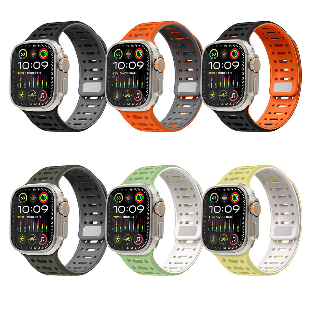 Apple Watch Ultra 49mm Zore KRD-124 Silikon Kordon Strap Kayış Turuncu-Gri