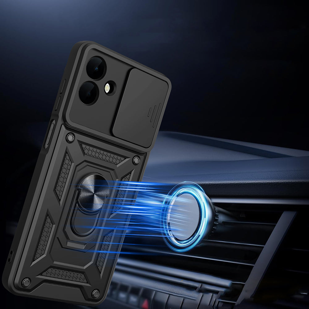 Galaxy A07 Kılıf Magnetik Standlı Kamera Korumalı Zore Sürgülü Vega Kapak Mavi