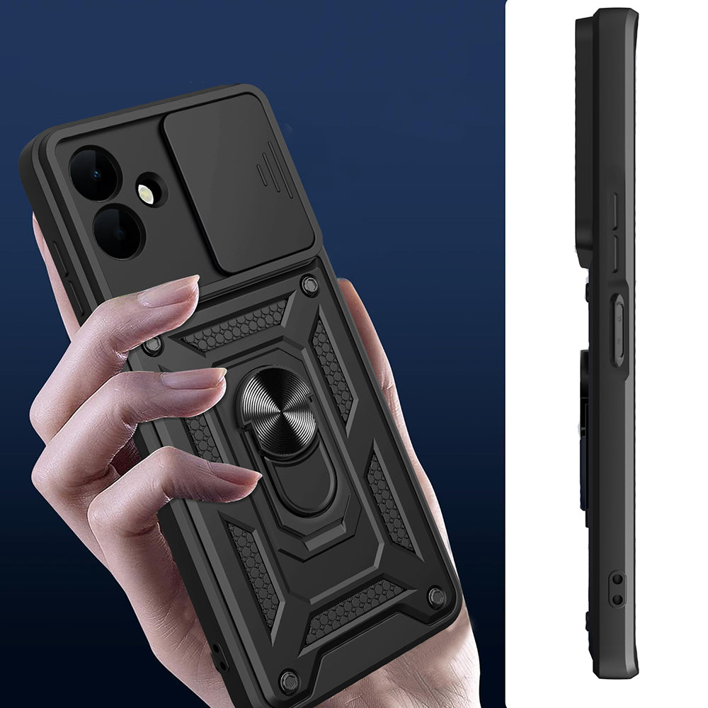 Galaxy A07 Kılıf Magnetik Standlı Kamera Korumalı Zore Sürgülü Vega Kapak Mavi