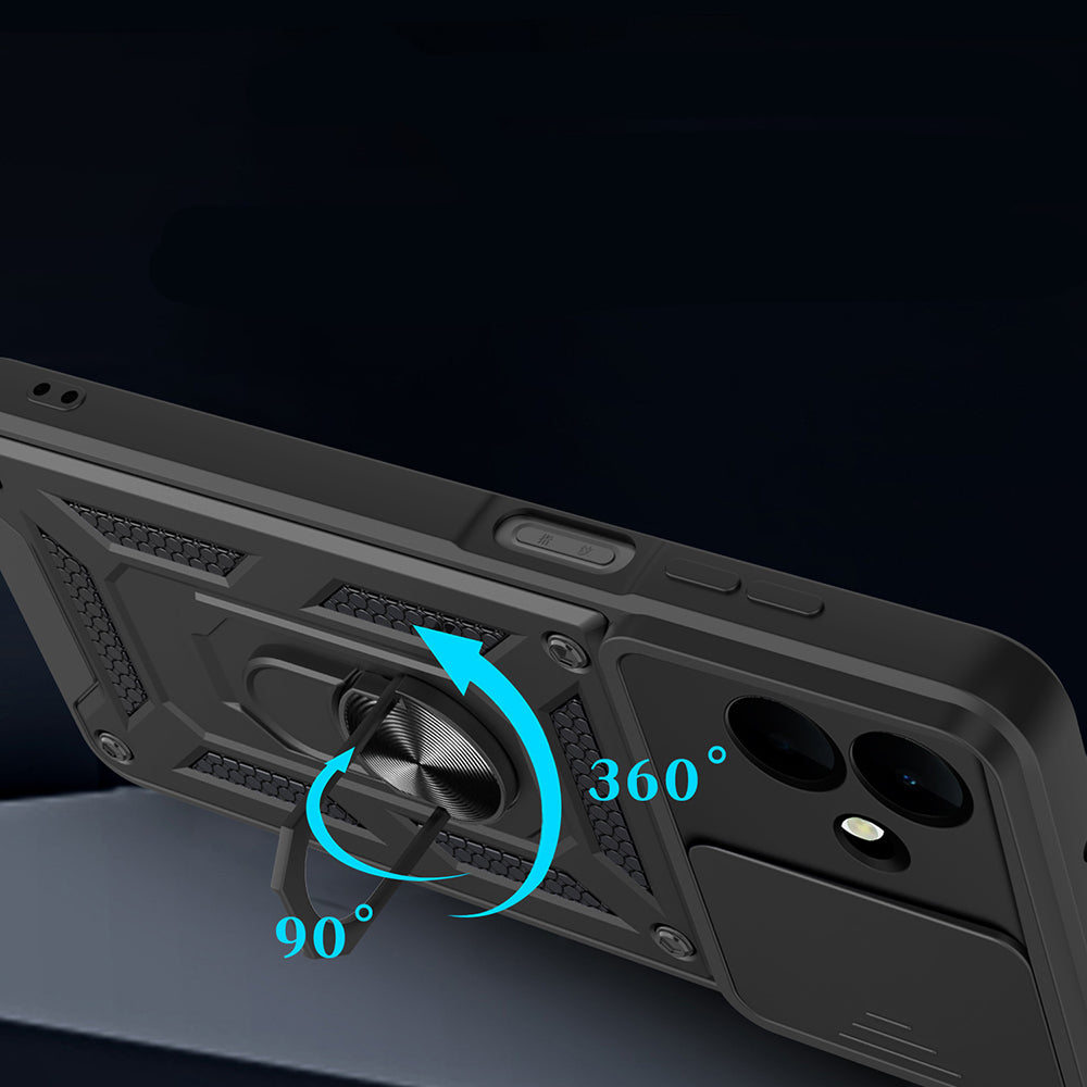 Galaxy A07 Kılıf Magnetik Standlı Kamera Korumalı Zore Sürgülü Vega Kapak Siyah