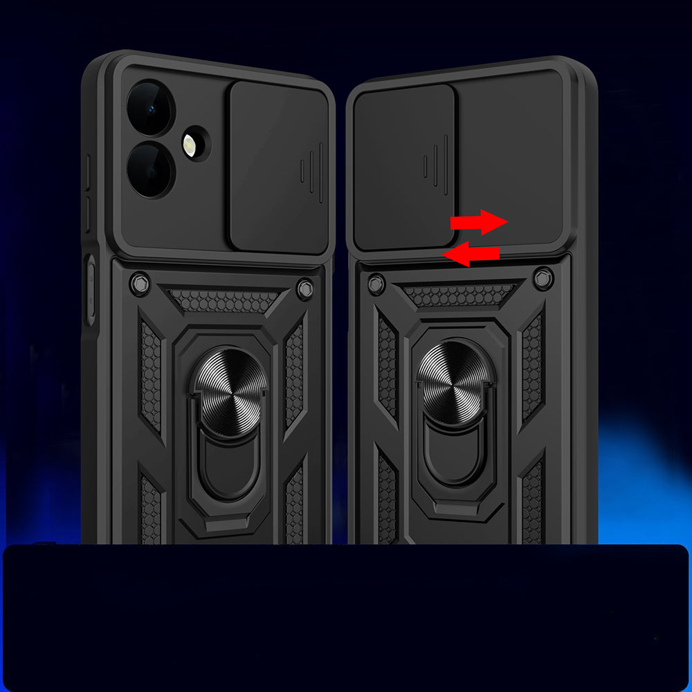 Galaxy A07 Kılıf Magnetik Standlı Kamera Korumalı Zore Sürgülü Vega Kapak Siyah