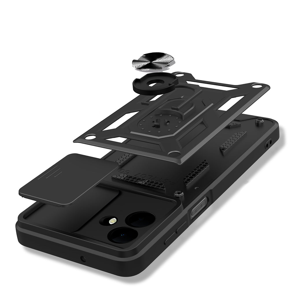 Galaxy A07 Kılıf Magnetik Standlı Kamera Korumalı Zore Sürgülü Vega Kapak Mavi