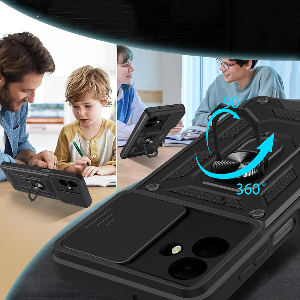 Galaxy A07 Kılıf Magnetik Standlı Kamera Korumalı Zore Sürgülü Vega Kapak Mavi