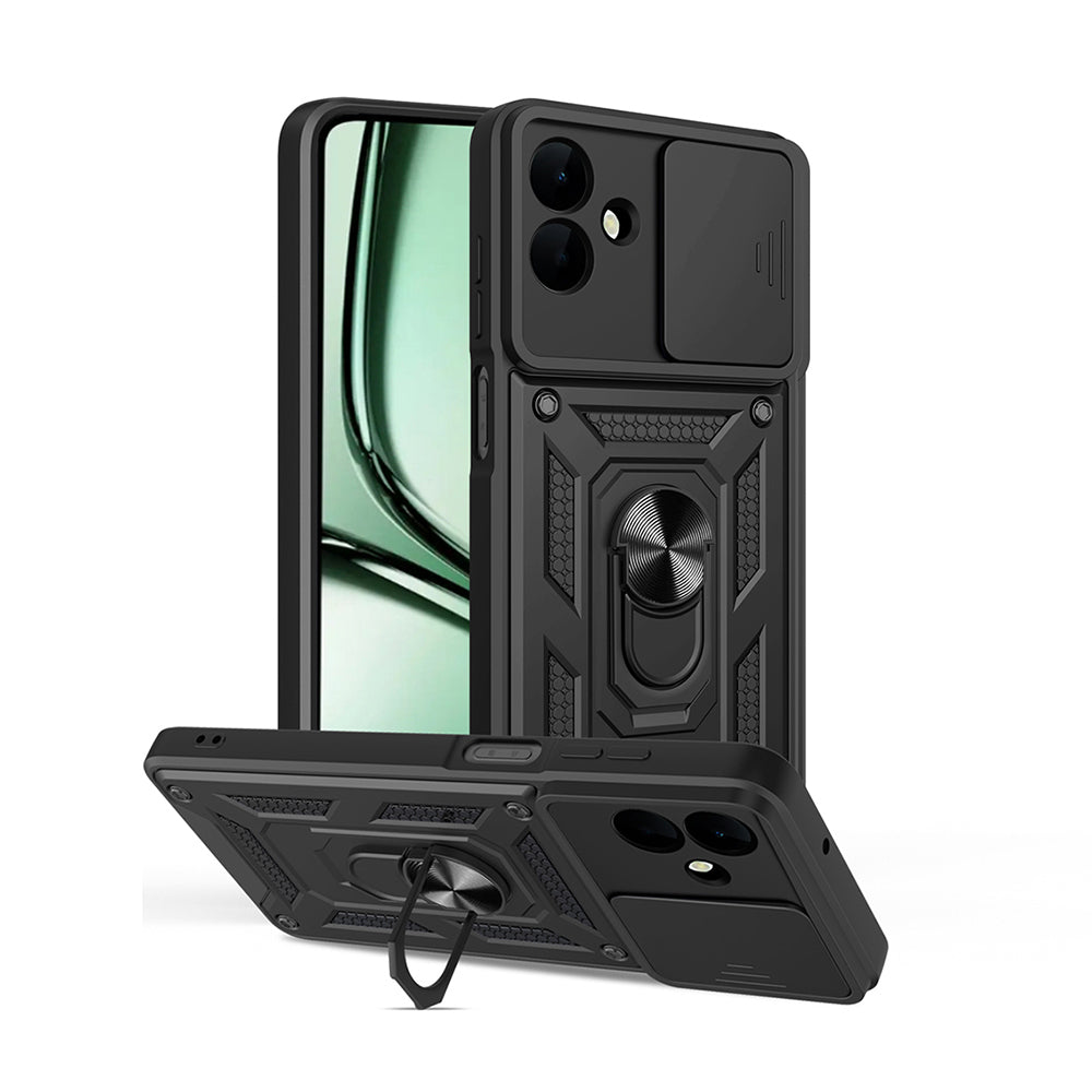 Galaxy A07 Kılıf Magnetik Standlı Kamera Korumalı Zore Sürgülü Vega Kapak Mavi