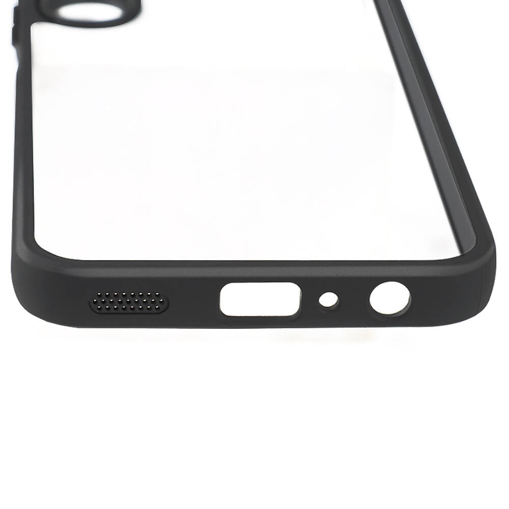 Galaxy A15 Kılıf Kamera Korumalı Şeffaf Arka Yüzey Zore New Roll Kapak Siyah