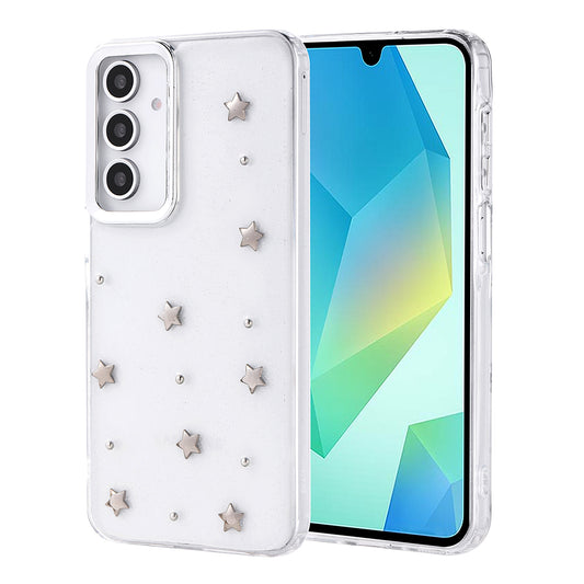 Galaxy A16 Kılıf Airbag Tasarımlı Simli Şeffaf Zore Kutup Kapak Yıldız