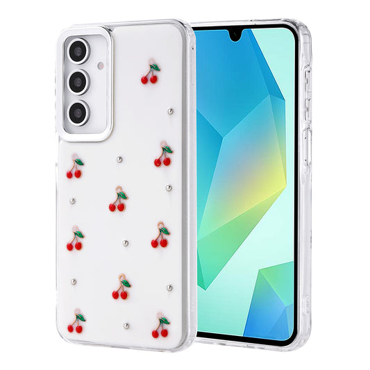 Galaxy A16 Kılıf Airbag Tasarımlı Simli Şeffaf Zore Kutup Kapak Kiraz