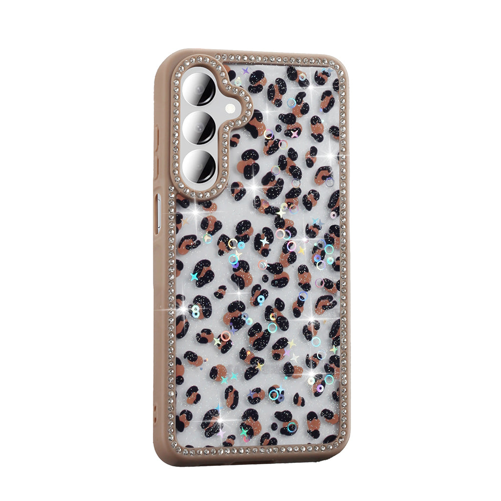 Galaxy A16 Kılıf Taşlı ve Simli Tasarım Zore Azra Kapak Pembe