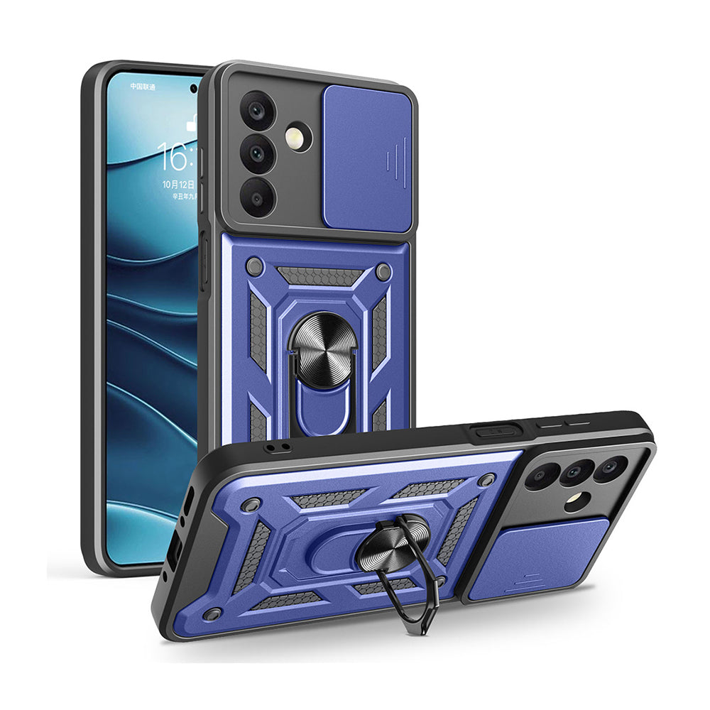 Galaxy A17 Kılıf Magnetik Standlı Kamera Korumalı Zore Sürgülü Vega Kapak Mavi