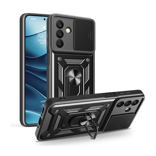 Galaxy A17 Kılıf Magnetik Standlı Kamera Korumalı Zore Sürgülü Vega Kapak Siyah