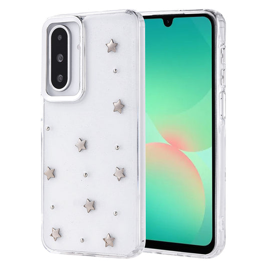 Galaxy A26 Kılıf Airbag Tasarımlı Simli Şeffaf Zore Kutup Kapak Yıldız