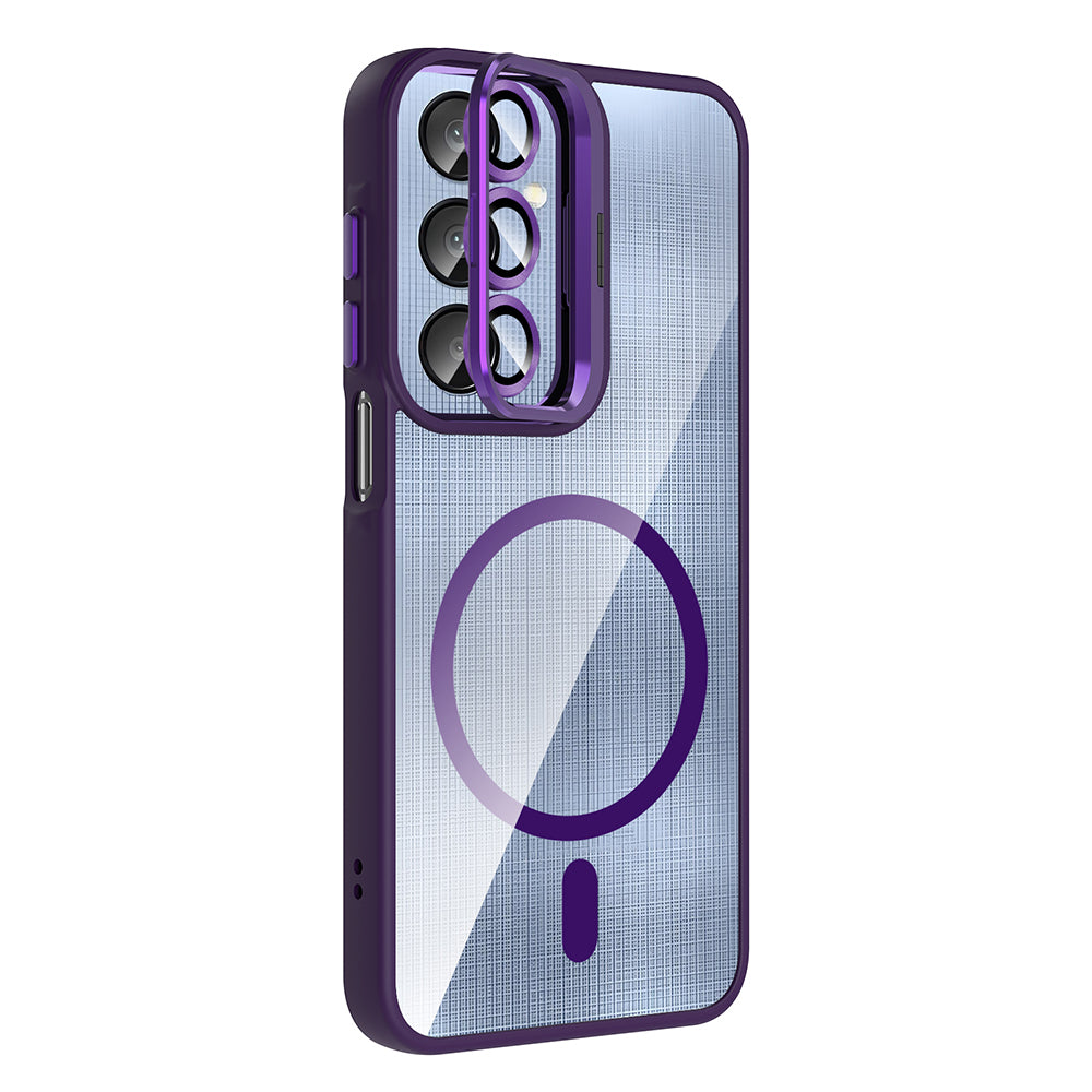 Galaxy A36 Kılıf Standlı ve Kamera Lens Hediyeli Zore Etro Kapak Gri