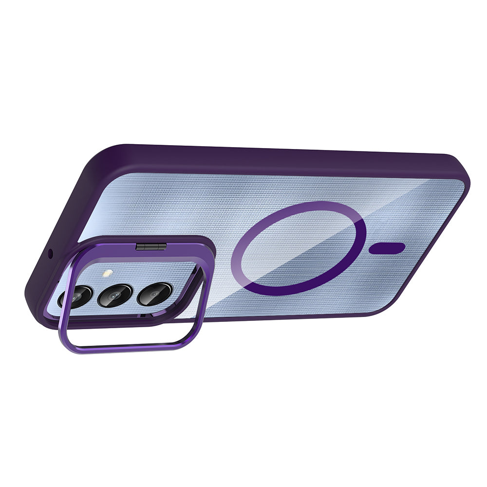 Galaxy A36 Kılıf Standlı ve Kamera Lens Hediyeli Zore Etro Kapak Desert Titanyum