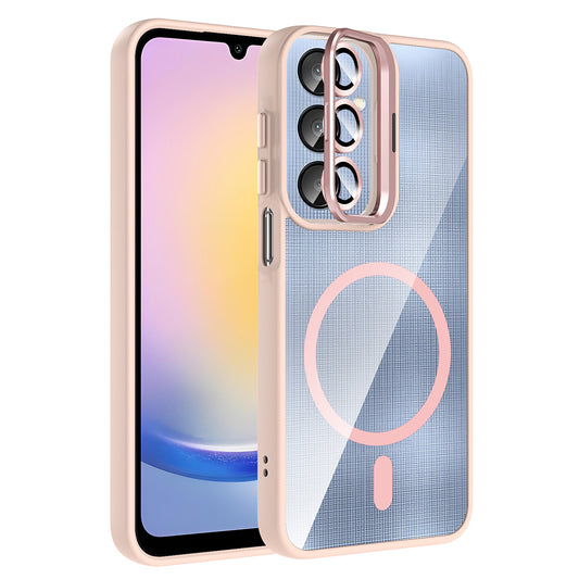 Galaxy A36 Kılıf Standlı ve Kamera Lens Hediyeli Zore Etro Kapak Pembe