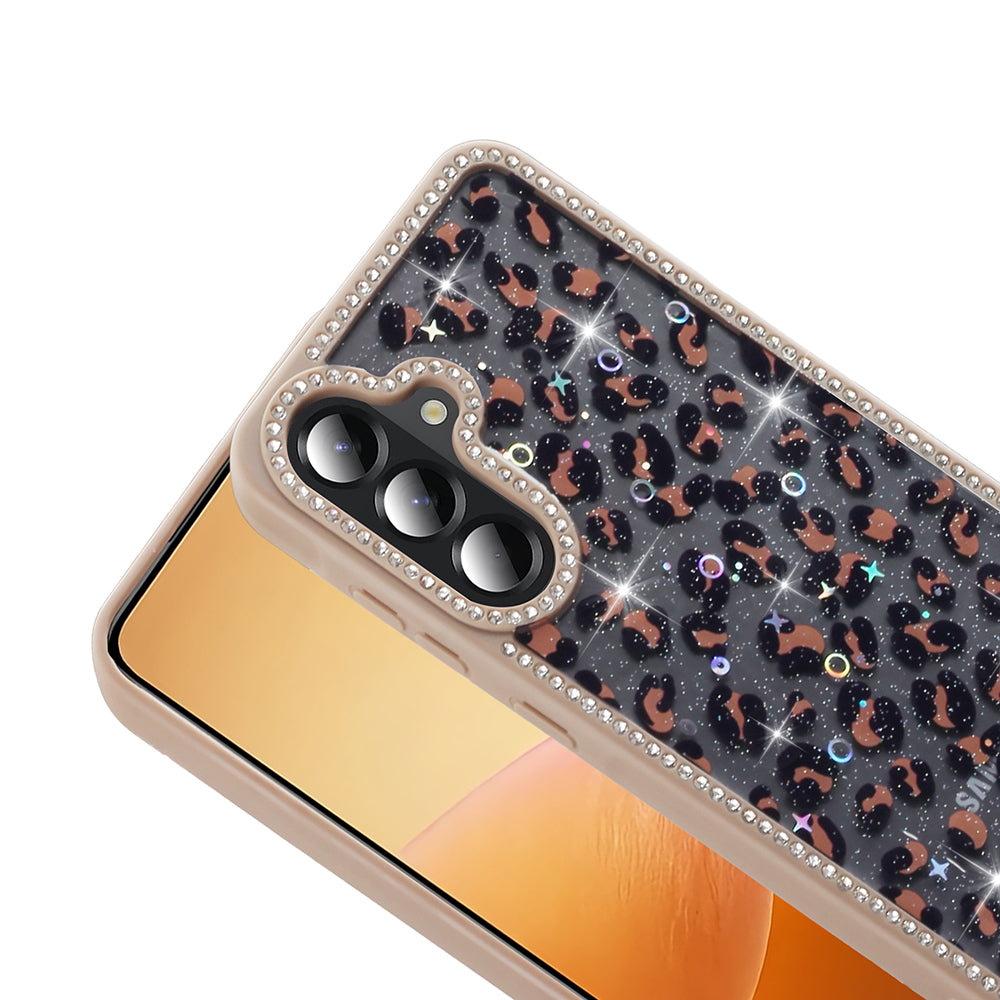 Galaxy A36 Kılıf Taşlı ve Simli Tasarım Zore Azra Kapak Pembe