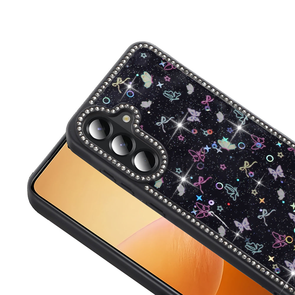 Galaxy A36 Kılıf Taşlı ve Simli Tasarım Zore Azra Kapak Pembe