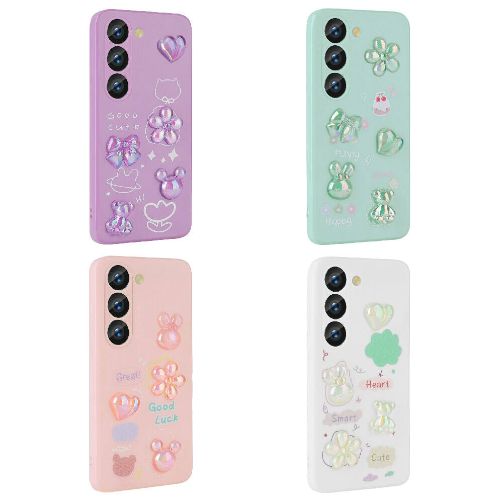 Galaxy A54 Kılıf Kabartma Figürlü Parlak Zore Toys Silikon Kapak Pembe