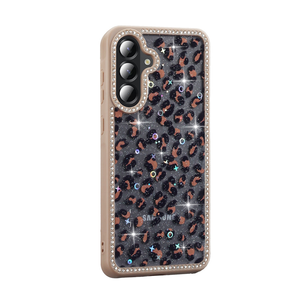 Galaxy A56 Kılıf Taşlı ve Simli Tasarım Zore Azra Kapak Pembe