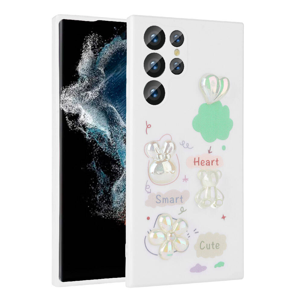 Galaxy S23 Ultra Kılıf Kabartma Figürlü Parlak Zore Toys Silikon Kapak Açık Yeşil