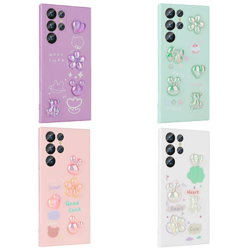 Galaxy S23 Ultra Kılıf Kabartma Figürlü Parlak Zore Toys Silikon Kapak Mor