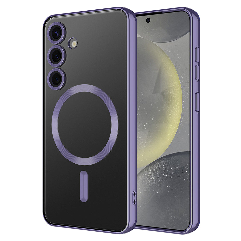 Galaxy S24 FE Kılıf Kamera Korumalı M-safe Wireless Şarj Özellikli Zore Demre Kapak Derin Mor