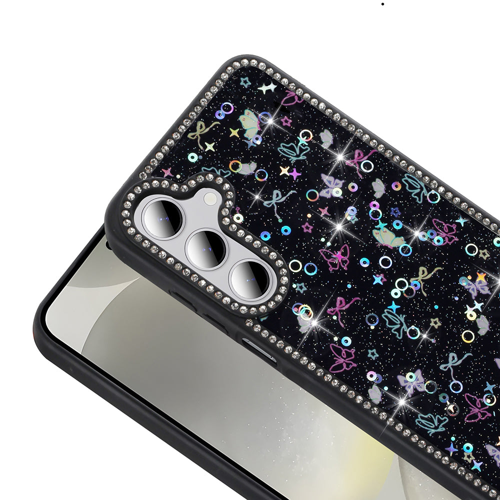 Galaxy S24 FE Kılıf Taşlı ve Simli Tasarım Zore Azra Kapak Gold