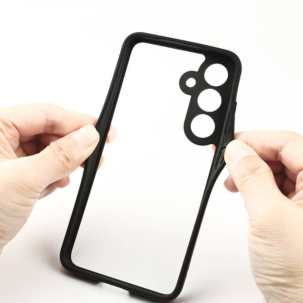 Galaxy S24 Kılıf Kamera Korumalı Şeffaf Arka Yüzey Zore New Roll Kapak Siyah