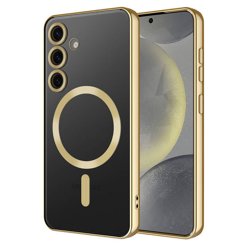 Galaxy S24 Plus Kılıf Kamera Korumalı M-safe Wireless Şarj Özellikli Zore Demre Kapak Gold
