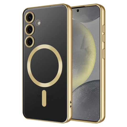 Galaxy S24 Plus Kılıf Kamera Korumalı M-safe Wireless Şarj Özellikli Zore Demre Kapak Gold