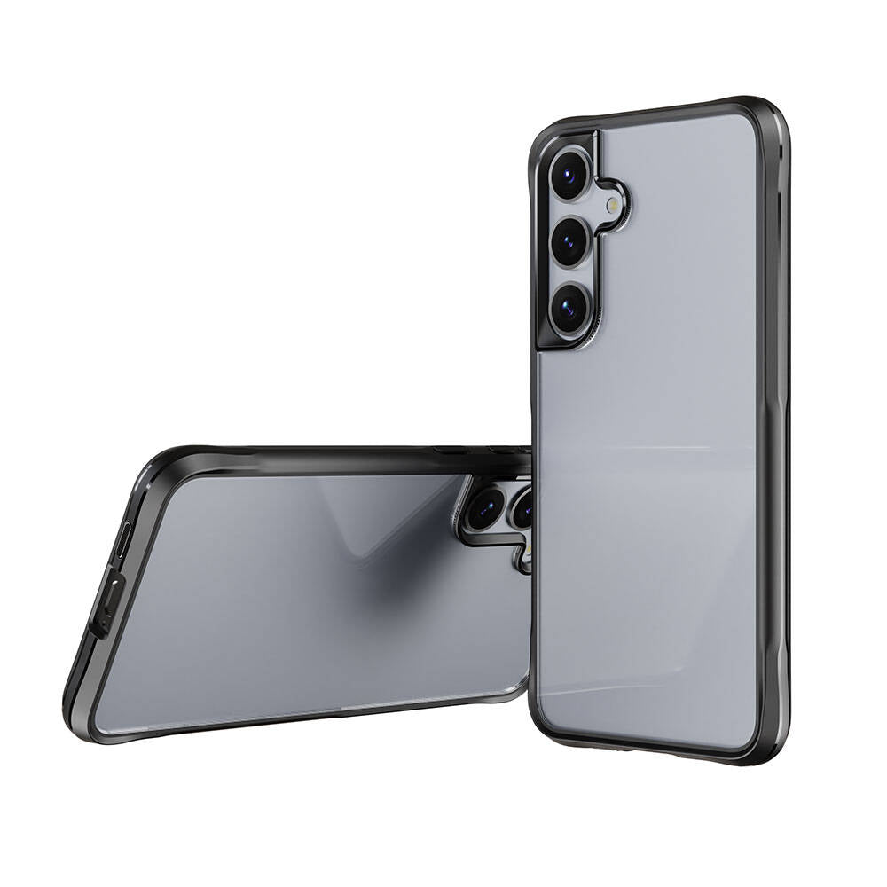 Galaxy S24 Plus Kılıf Şeffaf Sert PC Arka Yüzey Tasarımlı Zore Edo Kapak Gri