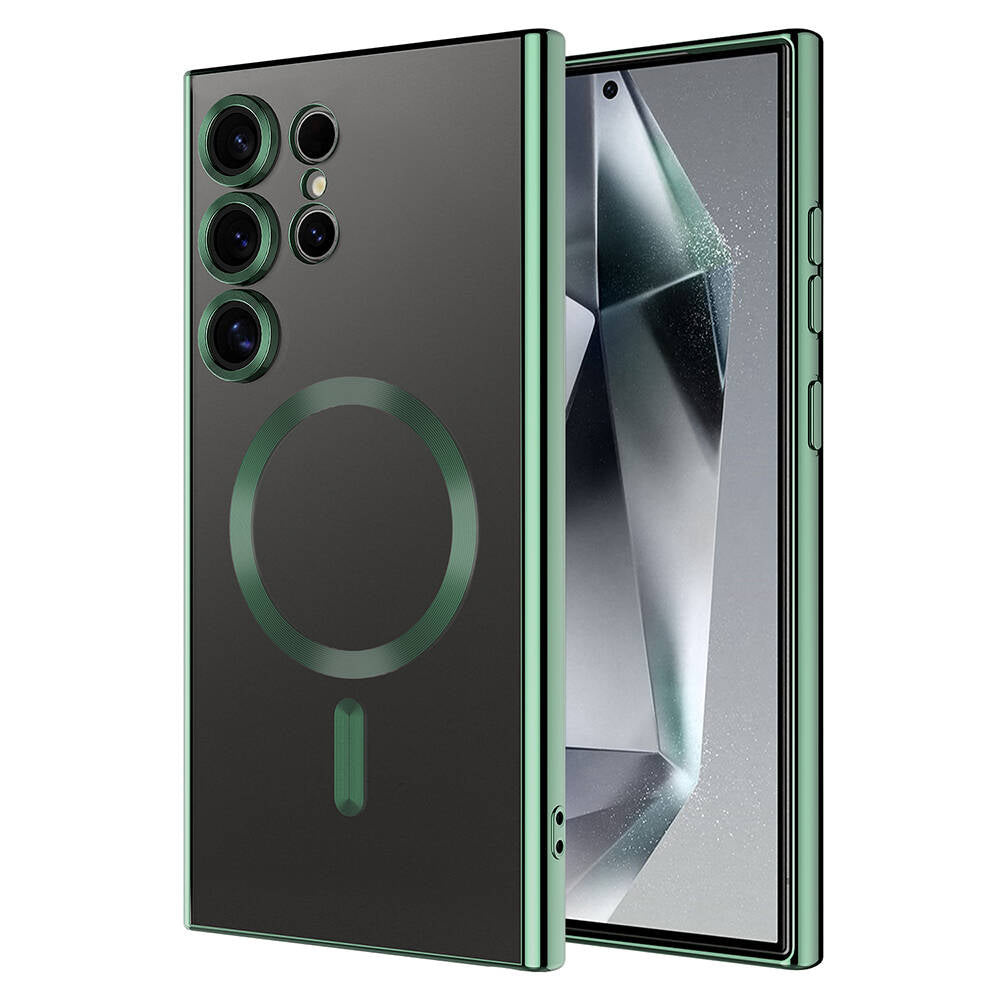 Galaxy S24 Ultra Kılıf Kamera Korumalı M-safe Wireless Şarj Özellikli Zore Demre Kapak Lacivert