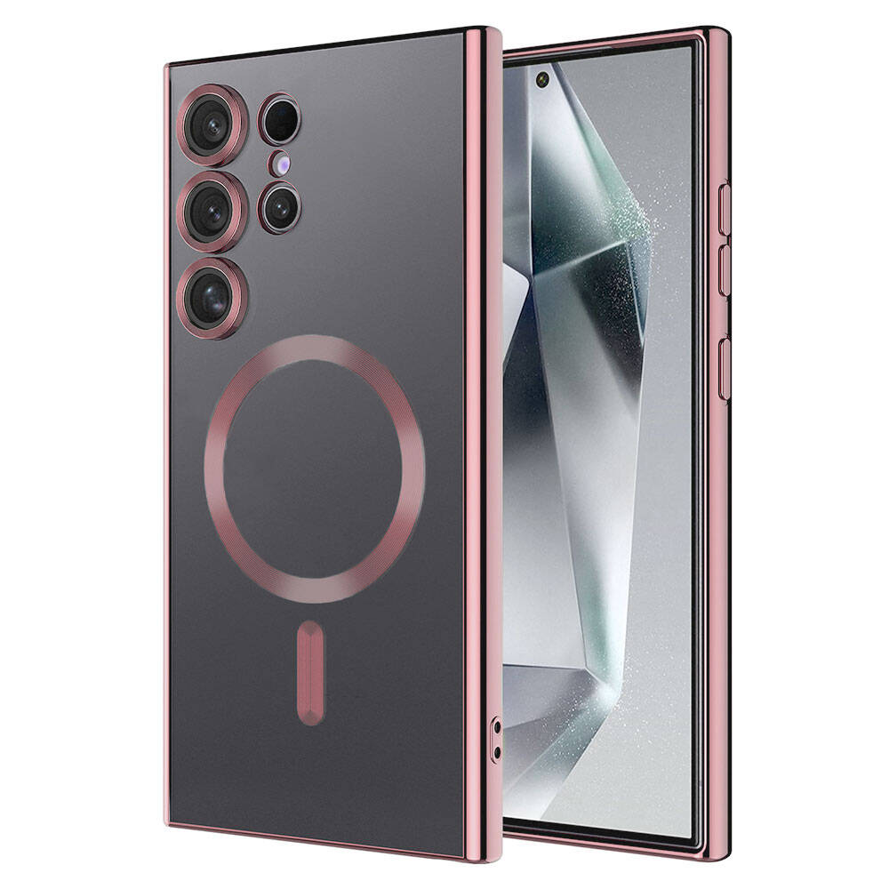 Galaxy S24 Ultra Kılıf Kamera Korumalı M-safe Wireless Şarj Özellikli Zore Demre Kapak Gold