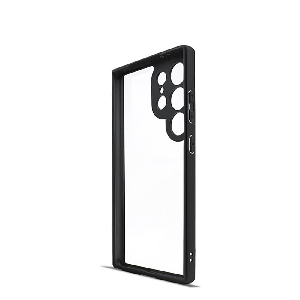 Galaxy S24 Ultra Kılıf Kamera Korumalı Şeffaf Arka Yüzey Zore New Roll Kapak Siyah