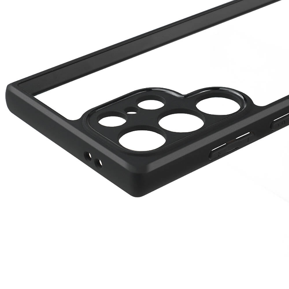 Galaxy S24 Ultra Kılıf Kamera Korumalı Şeffaf Arka Yüzey Zore New Roll Kapak Siyah