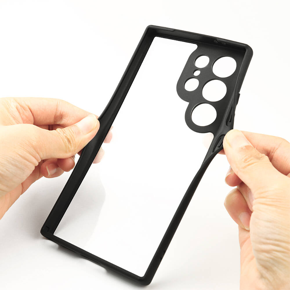 Galaxy S24 Ultra Kılıf Kamera Korumalı Şeffaf Arka Yüzey Zore New Roll Kapak Siyah