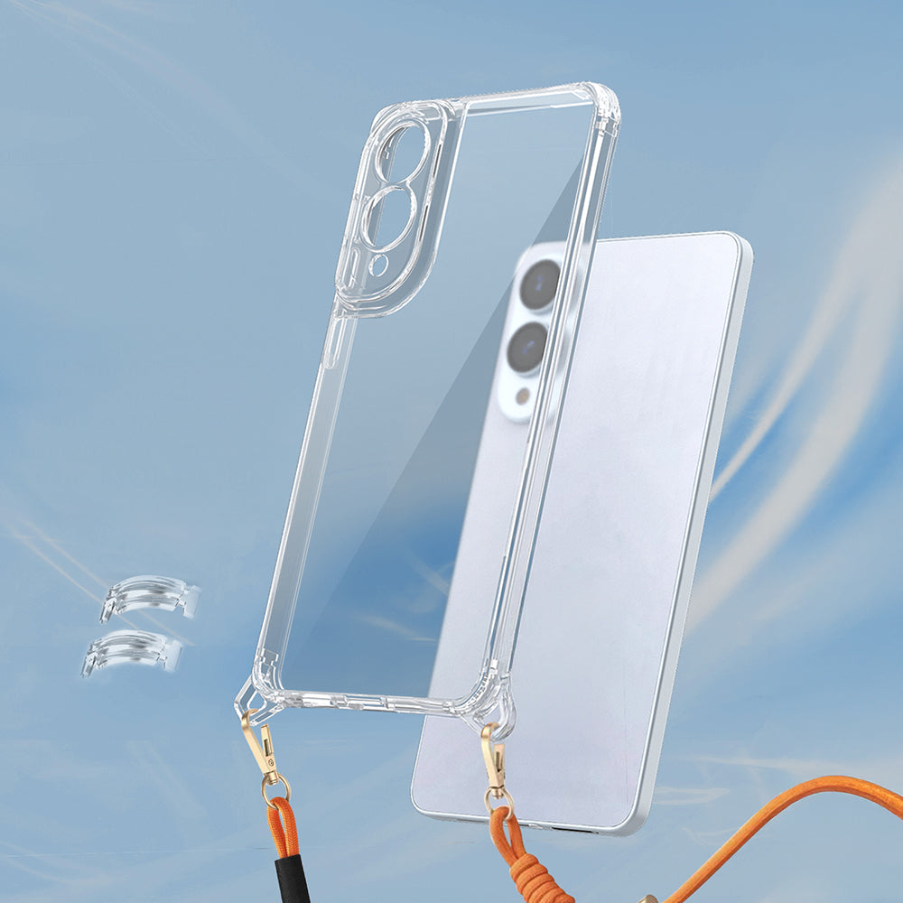 Galaxy S25 Edge Kılıf Airbagli Takılabilir Askı Aparatlı Zore Snap Silikon Kapak Şeffaf