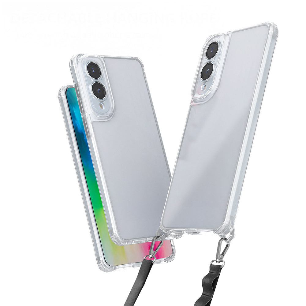 Galaxy S25 Edge Kılıf Airbagli Takılabilir Askı Aparatlı Zore Snap Silikon Kapak Şeffaf