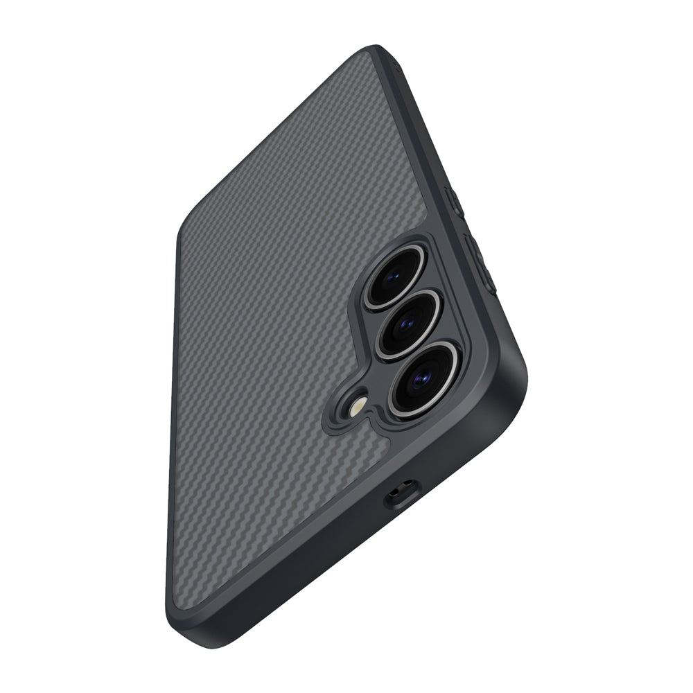 Galaxy S25 Kılıf M-safe Şarj Özellikli Karbon Fiber Tasarımlı Zore Elnino Kapak Siyah