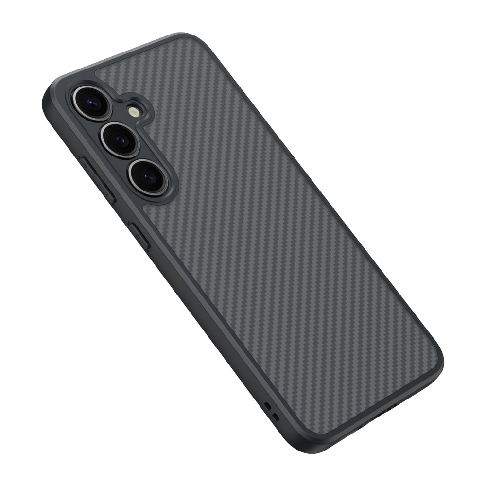 Galaxy S25 Plus Kılıf M-safe Şarj Özellikli Karbon Fiber Tasarımlı Zore Elnino Kapak Siyah