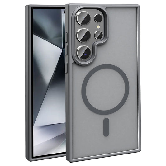 Galaxy S25 Ultra Kılıf M-safe Şarj Özellikli Mat Arka Yüzey Zore Sio Kapak Gri