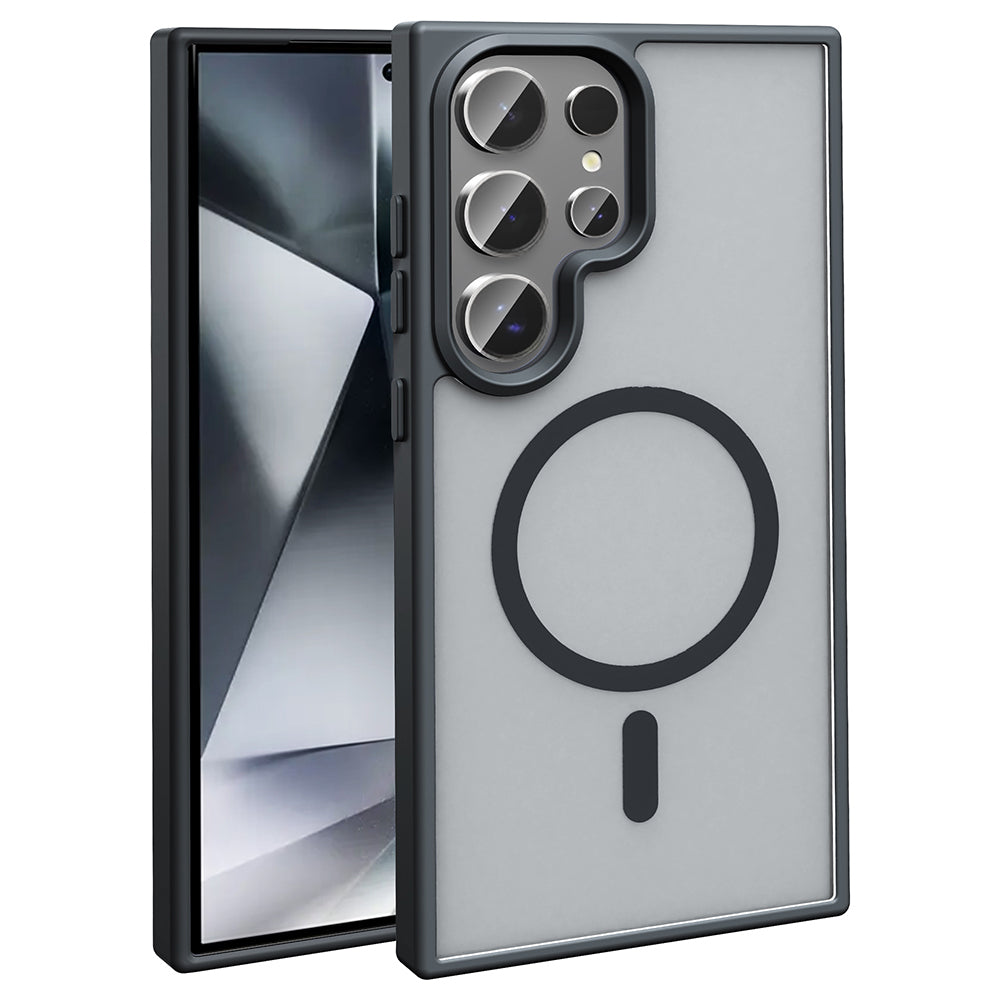 Galaxy S25 Ultra Kılıf M-safe Şarj Özellikli Mat Arka Yüzey Zore Sio Kapak Siyah