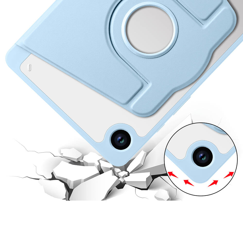 Galaxy Tab A9 Kılıf Zore Termik Kalem Bölmeli Dönebilen Standlı Kılıf Gri