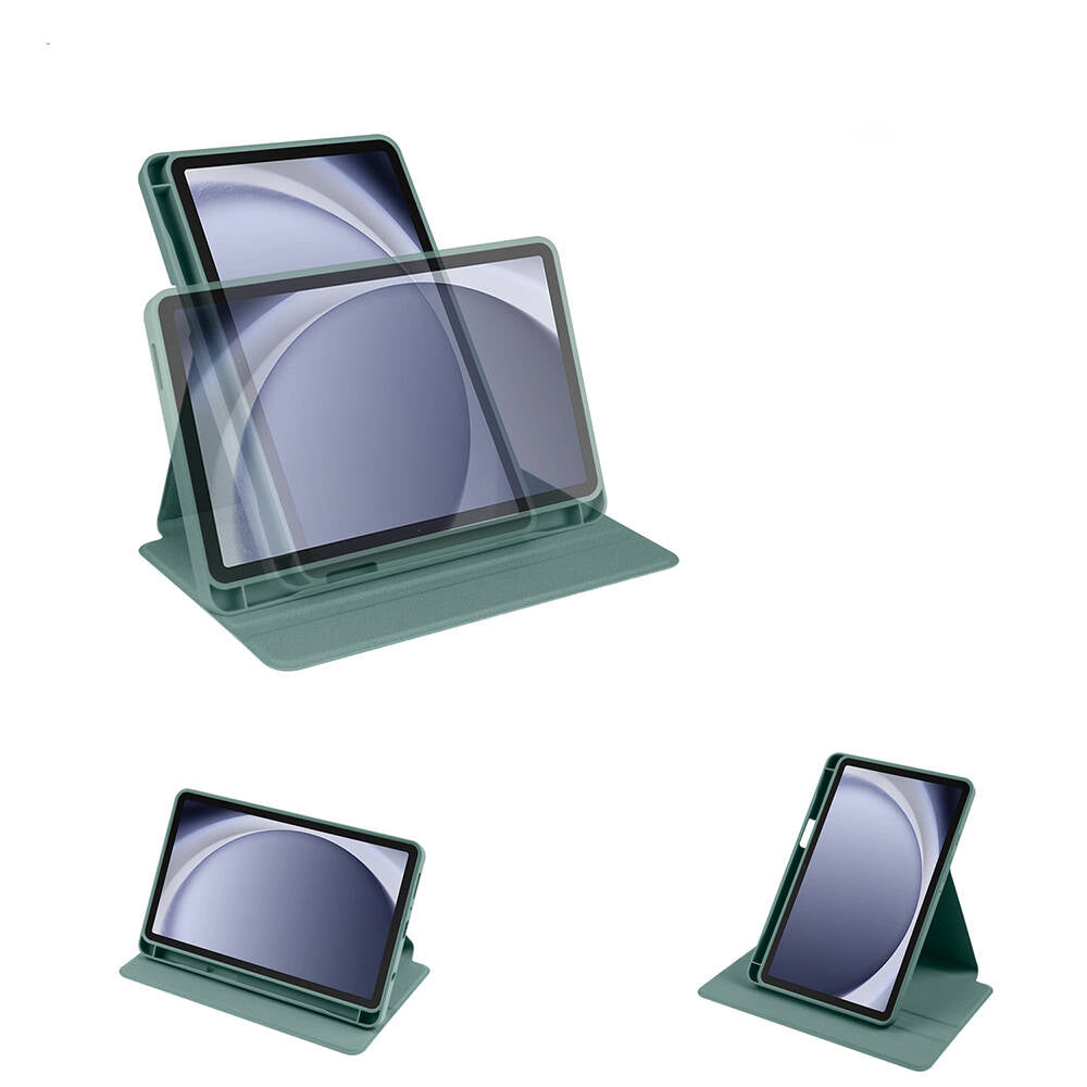 Galaxy Tab A9 Kılıf Zore Termik Kalem Bölmeli Dönebilen Standlı Kılıf Siyah