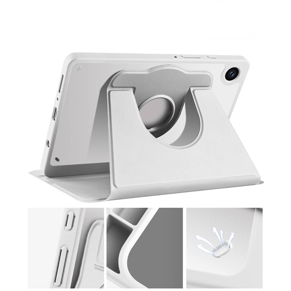 Galaxy Tab A9 Kılıf Zore Termik Kalem Bölmeli Dönebilen Standlı Kılıf Koyu Yeşil