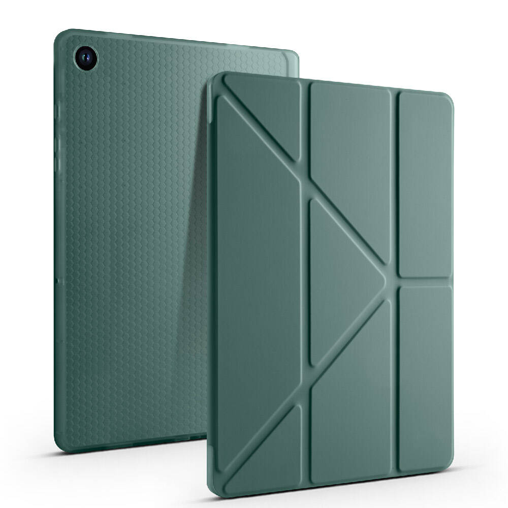 Galaxy Tab A9 Kılıf Zore Tri Folding Kalem Bölmeli Standlı Kılıf Koyu Yeşil