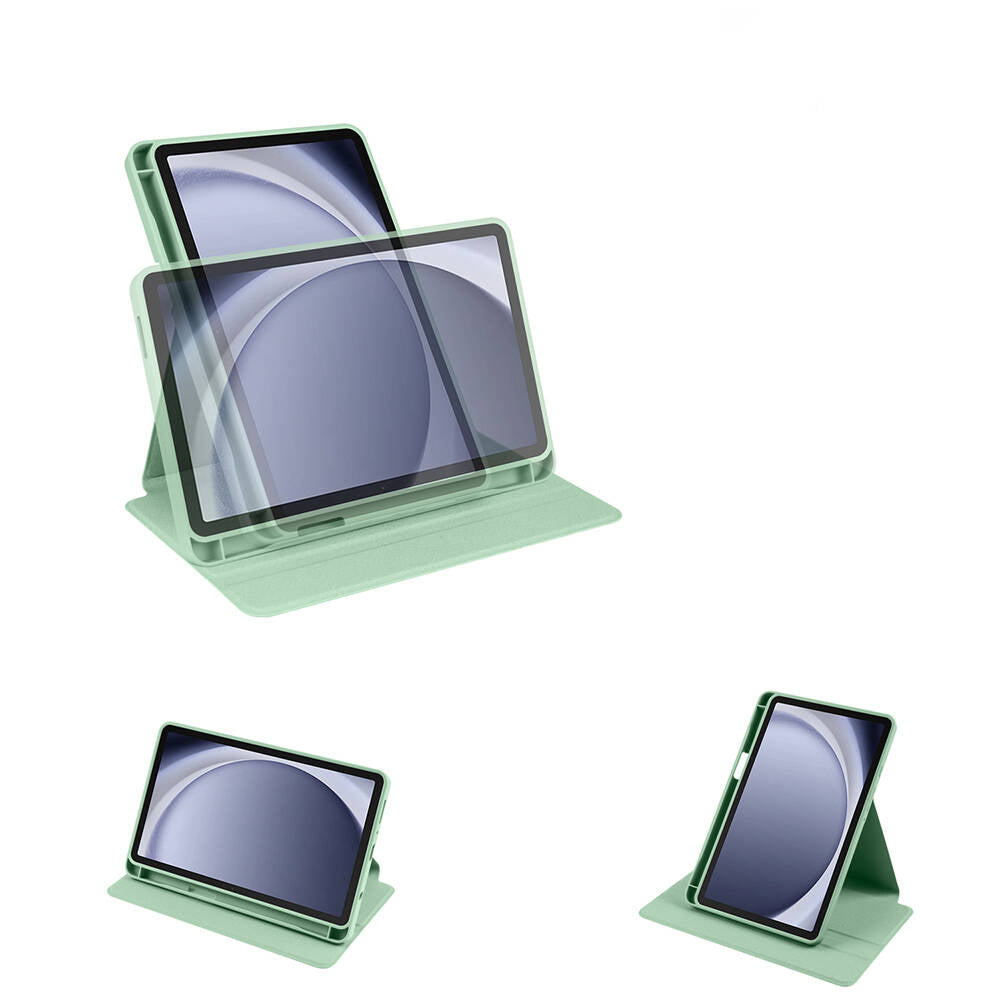 Galaxy Tab A9 Plus Kılıf Zore Termik Kalem Bölmeli Dönebilen Standlı Kılıf Gri